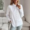 Long Sleeved Shirt for Women's Stand Collar Ruffles Button Down Blouse Ladies Top