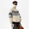 Мужской рождественский кардиган-свитер с жаккардовым узором Fair Isle, с молнией до середины и воротником-стойкой