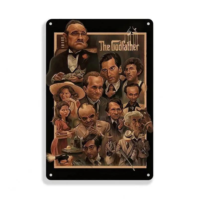 Retro Vintage Metal Tin Poster The Godfather Sign Plaque for Bar Club Home Wall Decor Classic Movie Wall Plate Pendant