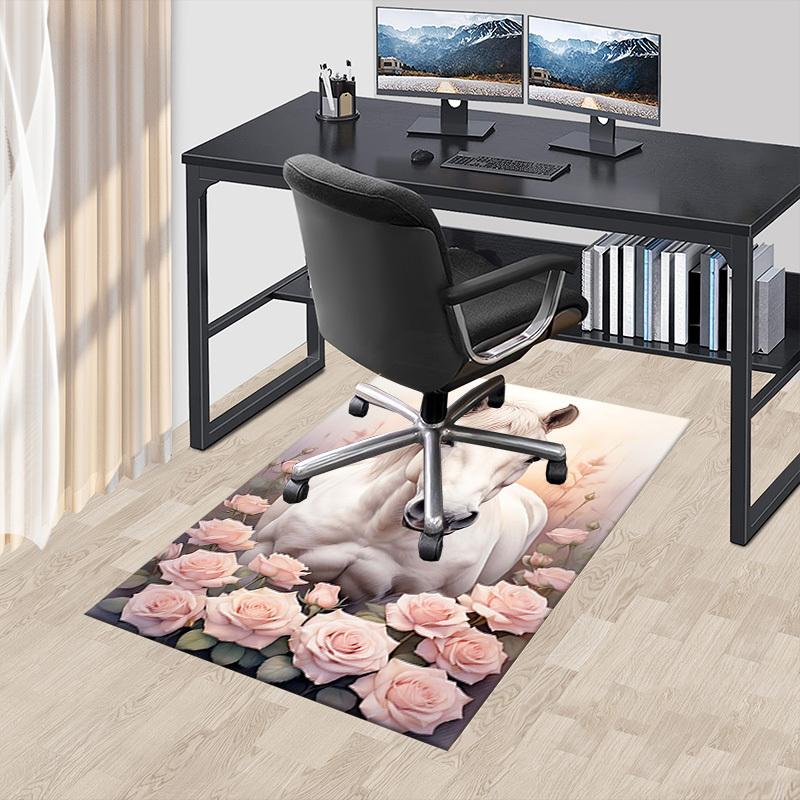 1PC horse flowers Extra Large Non Slip Floor carpet, Office, family, Studio Large Area Rug Indoor Rugs, Bold Statement Piece