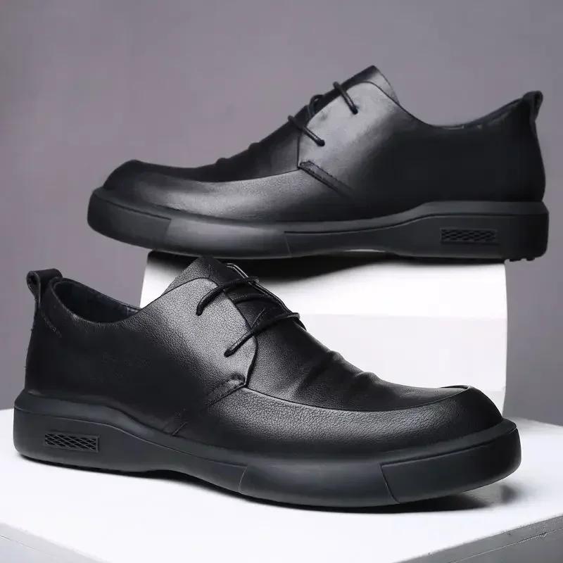Туфли мужские из коровьей кожи, повседневные, деловые, светские, черные, дешевые, распродажа, официальный, элегантный и классический костюм
