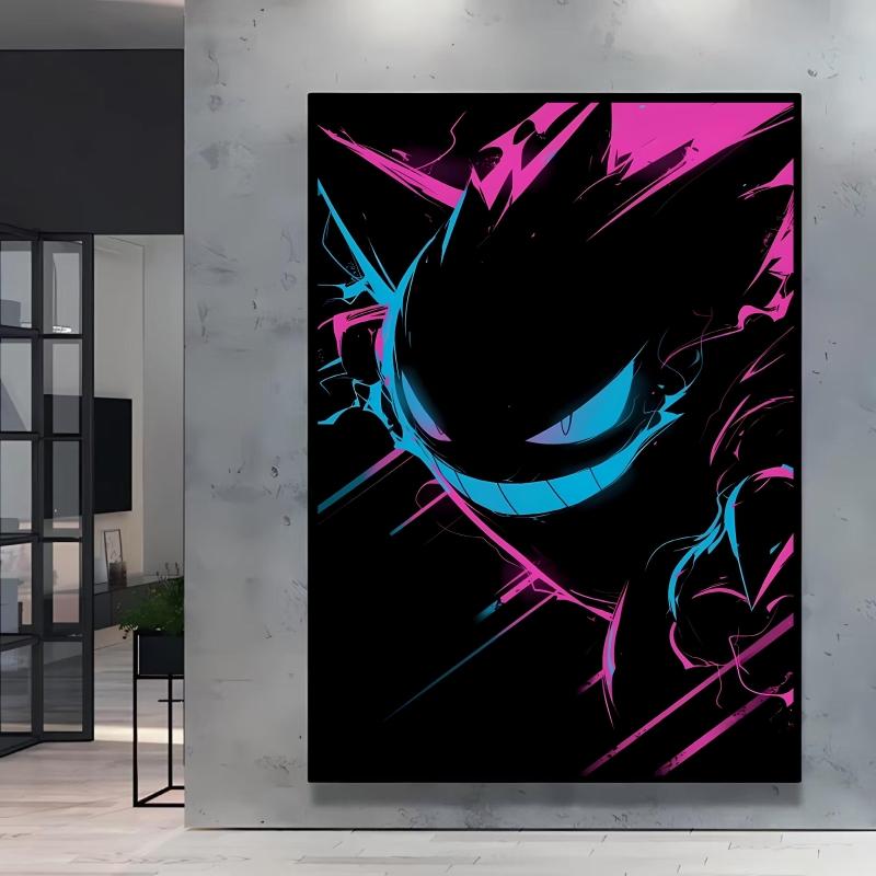 Canvas Artwork Painting Pokemon Gengar Poster Hd Prints Cartoon Character Picture Classic Modern Home Living Room Wall Decor