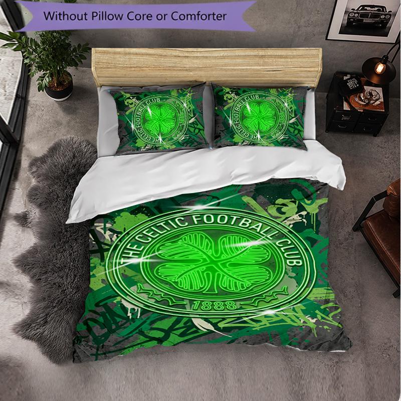 Celtic FC Themed Bedding 3Pcs Duvet Cover Set Decorative Bed Linen For Teen Room Home Decoration