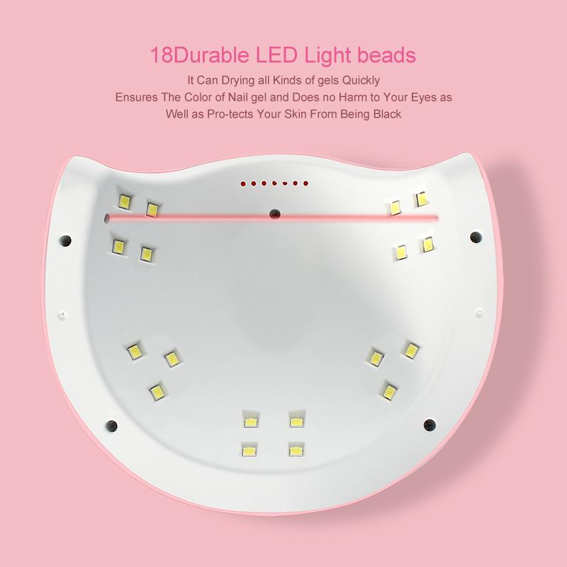 Портативная розовая машина для сушки ногтей 36 Вт, УФ-светодиодная лампа 30/60/90 s, таймер, USB-кабель для домашнего использования, сушилка для УФ-гель-лака для ногтей, светодиодная лампа для ногтей, инструмент