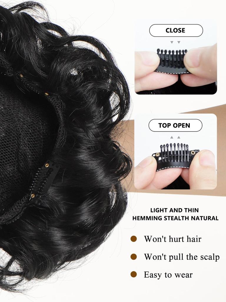 Synthetic Wig Black Messy Bun Elastic Drawstring Bb Clip Loose Wave Big Curly Bun 8 "short Synthetic Ponytail Extension Bun for Use by Women