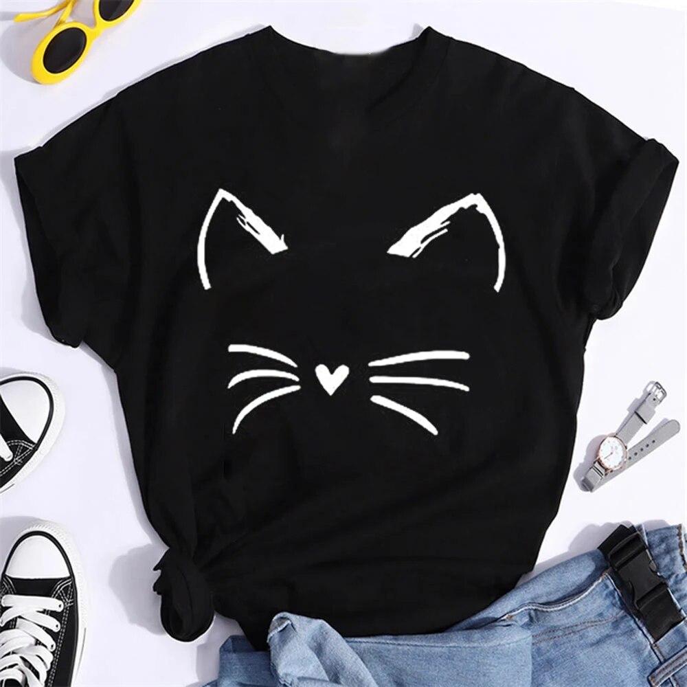 Футболка «Мать кошек» «Мама» Женская модная футболка Kawaii размера плюс с круглым вырезом Футболка с рисунком «Мама» Женские повседневные футболки с короткими рукавами