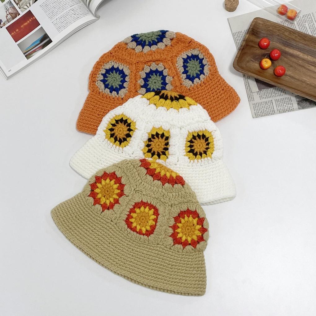 Женская и мужская повседневная вязаная крючком панама с цветочным узором