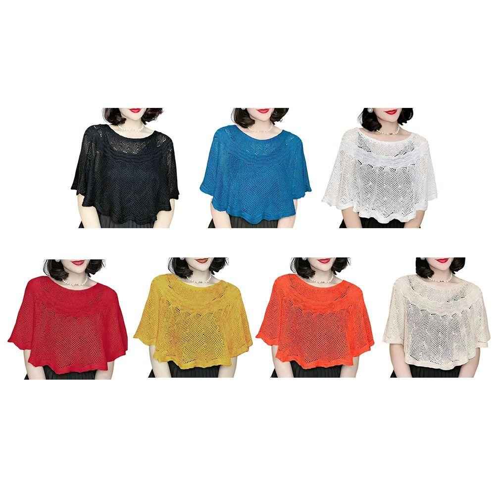 Solid Color Knit Cover Hollow Design Warm Scarves Fashion Knitted Shawl Korean Style