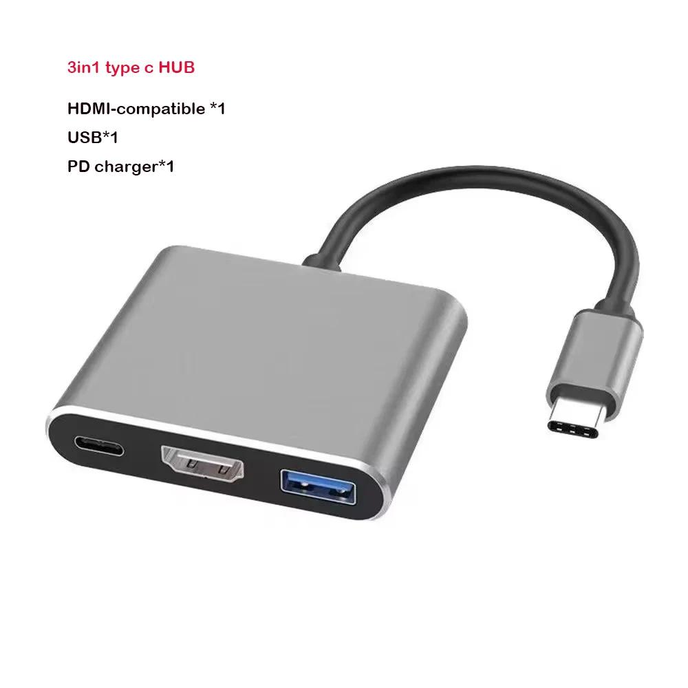 Адаптер USB C на HDMI-совместимый VGA Type-C цифровой AV многопортовый конвертер Thunderbolt 3 для 4K 1080P быстрой зарядки для MacBook