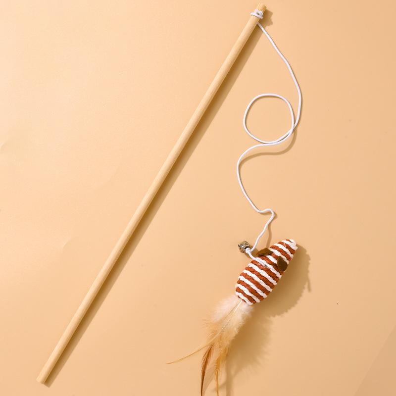 Cat Teaser Wand: Мышь для снятия скуки с колокольчиком, устойчивая к укусам, игрушка для сжигания энергии для котят.