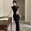 New Women's Clothing Retro Improved Embroidered Cheongsam Hollow Slim Dress