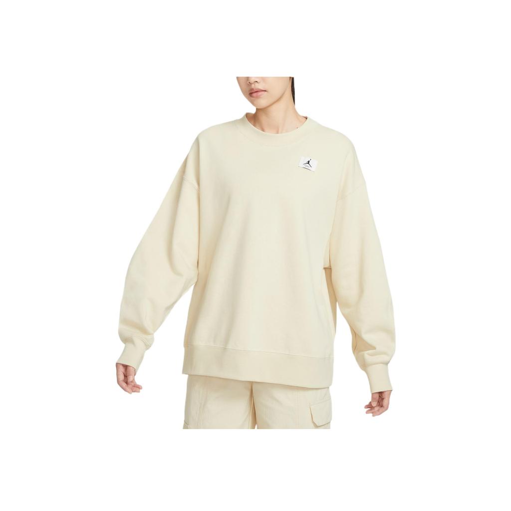 Jordan Нашивка с логотипом, повседневный свободный флисовый свитер с круглым вырезом, женская толстовка, цвет белый DQ4600234