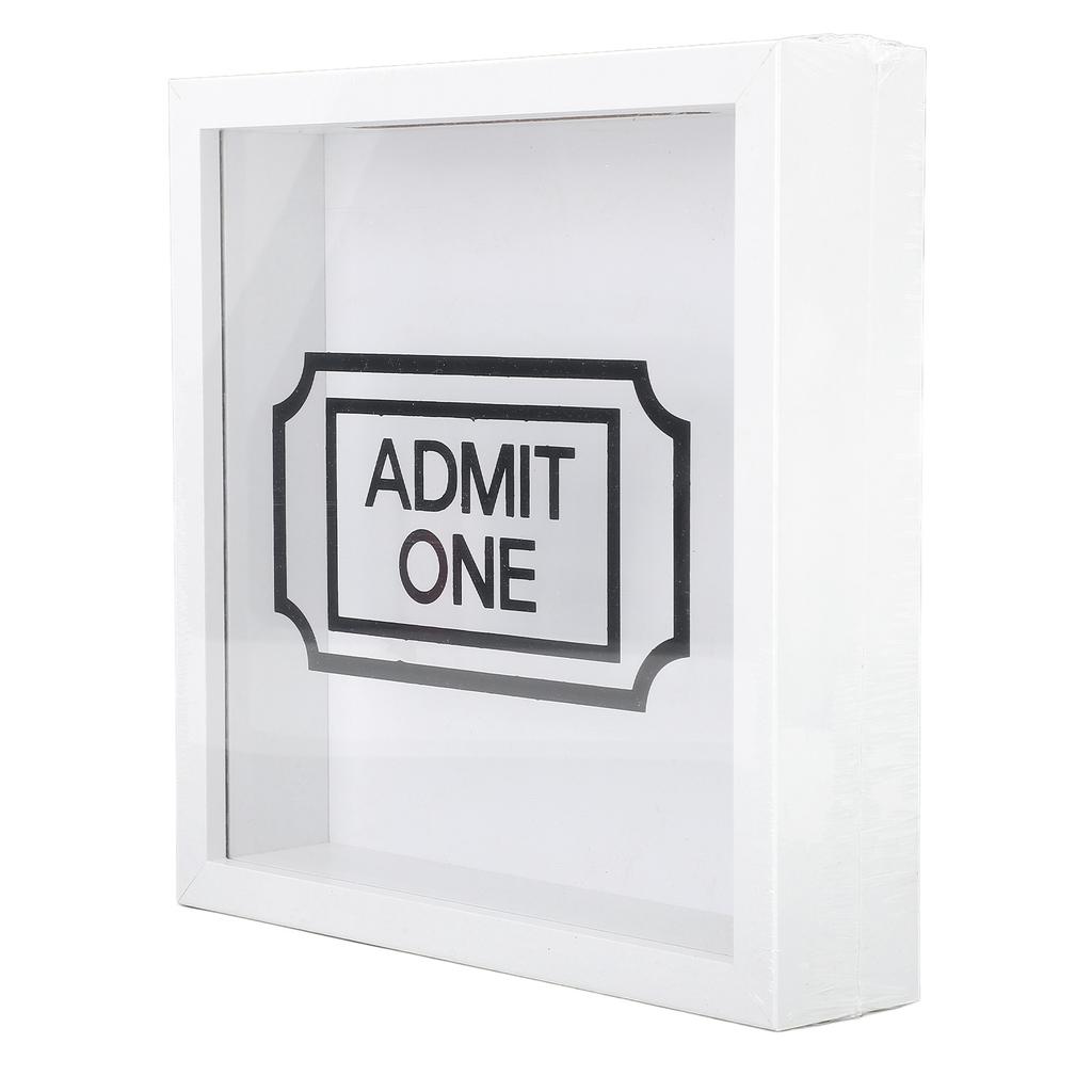 Ticket Shadow Box with Slot Photo Frame Memory Storage Box for Postcard Concert Movie Ticket White
