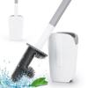Silicone Toilet Brush Reusable No Dead Corner Cactus Toilet Brush with Long Handle Anti-Slip F-Shaped Toilet Bowl Cleaner Brush