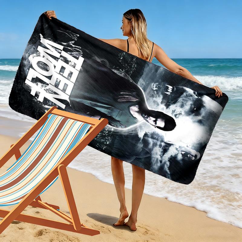 Teen Wolf Print Beach Towel, Large Soft Quick Dry Towel for Beach Camping Swimming