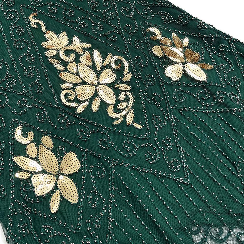 1920S Vintage Gatsby Ball Gown, Sequin Embroidered Suspenders Large Size Dress
