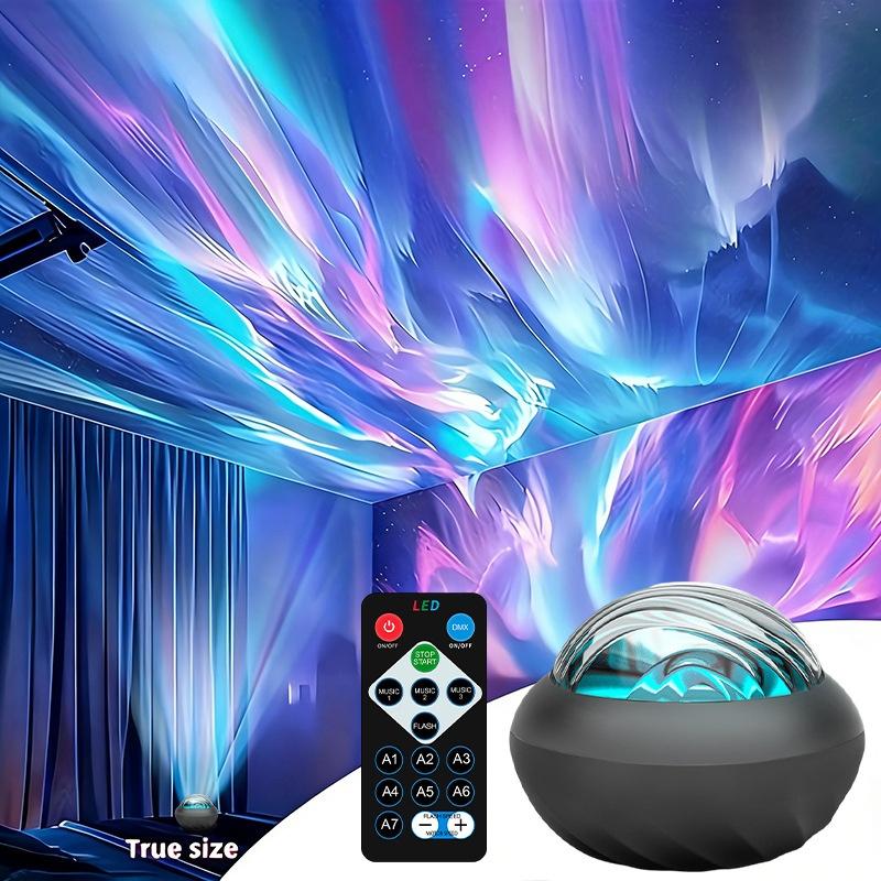 Проектор Северного Сияния RGB Атмосферные Ночные Светильники Пульт Дистанционного Управления USB Лампа Проекции Авроры 360° Вращение для Украшения Дома и Вечеринки
