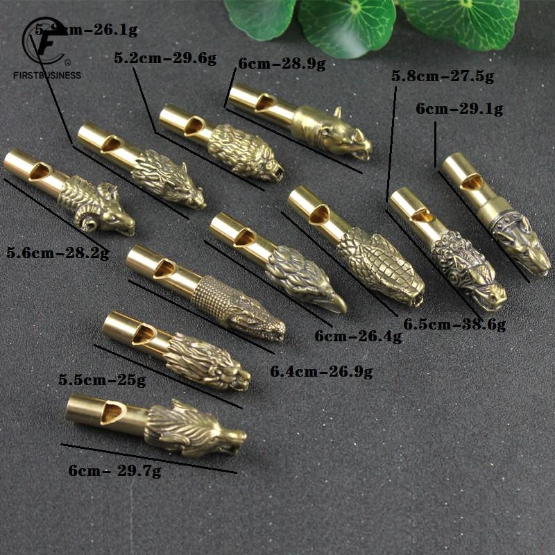 Copper Wild Boar Rhino Eagle Boa Lion Wolf Kirin Lizard Keychain Pendants Outdoor Referee Whistle Vintage Wild Survival Whistles