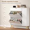 Slim Shoe Rack, Hinged Doors, Adjustable Shelves, Holds 12 Pairs, White