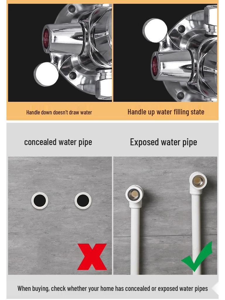 Exposed Shower Mixer Valve with Hot/Cold Faucet and Shower Head for Solar Heaters