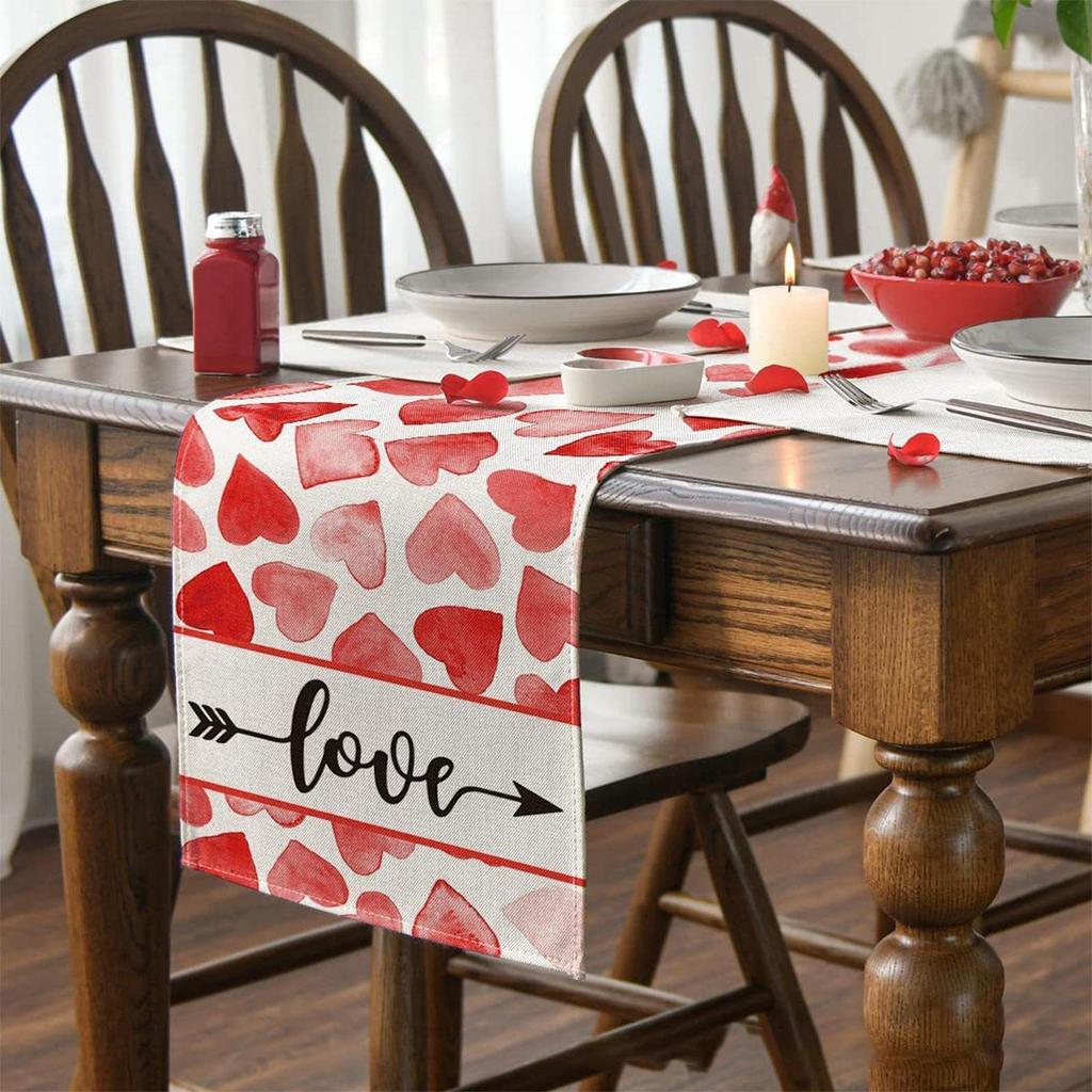 Valentine's Day Tablecloth Washable Table Cover Soft Table Cloth Stain Resistant Perfect for Kitchen Dinner Picnic