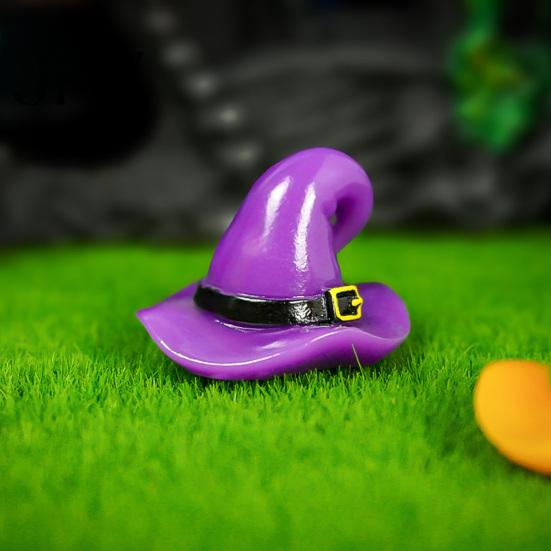 Miniature Fairy Garden Figurine Mini Halloween Witch Hat Ornaments, Resin Wizard Figurines for Handmade Glue Accessory Succulents Pots Moss