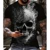 New Summer Men's Fashion T-shirt Personality Skeleton Printed Men's T-shirt Top