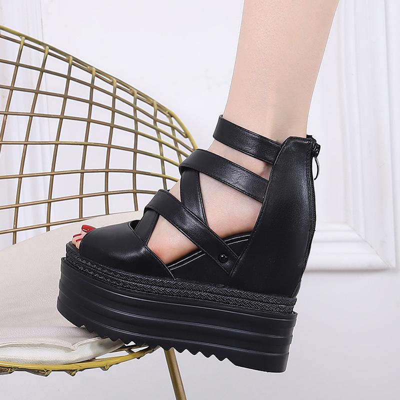 Модные весенне-летние новые сандалии на платформе, женские сандалии на платформе с перекрестными ремешками, 13 см, римские сандалии на высокой платформе