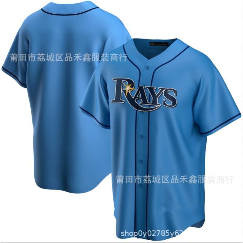 Mens Womens Customizable Blank Baseball Jersey Tampa Bay Rays 56 Kiermaier Blue Cotton Sport Shirt Basketball Training