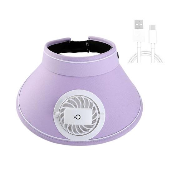 Женская шляпа-веер для отдыха на открытом воздухе с регулируемым пустым верхом, защитой от ультрафиолета, большими полями и USB-зарядкой, охлаждающим вентилятором, пляжной шляпой для путешествий от солнца