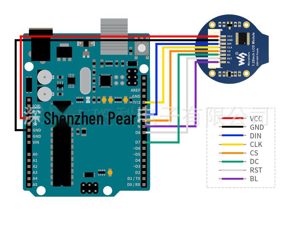 1,28-дюймовый круглый ЖК-дисплей, разрешение 240x240, совместимый с Arduino, Raspberry Pi, STM32