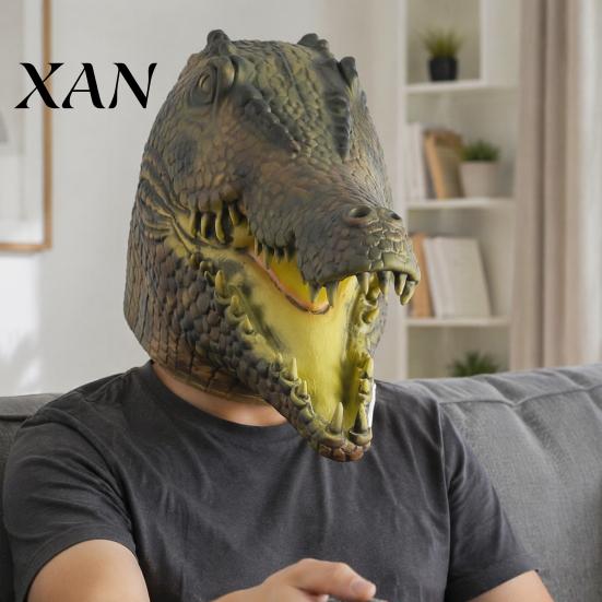 Realistic Crocodile Head Gear Latex Full Mask for Adults, Scary Animal Costume Highly Detailed Reptile Headgear with Breathable Vents, Halloween