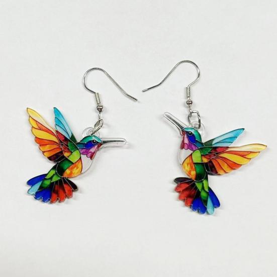 1 пара женских сережек-крючков 3D красочные колибри винтажный стиль легкие висячие серьги выпускной вечеринка свидание украшения для ушей