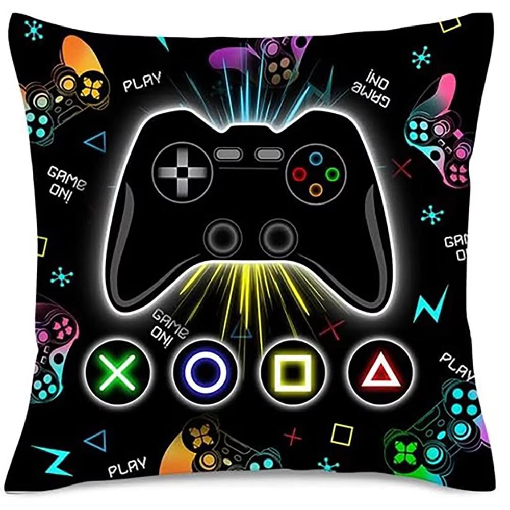 Colorful Game Controller Print Pillowcase Gaming Style Cushion Cover Home Bedroom Sofa Chair Decor