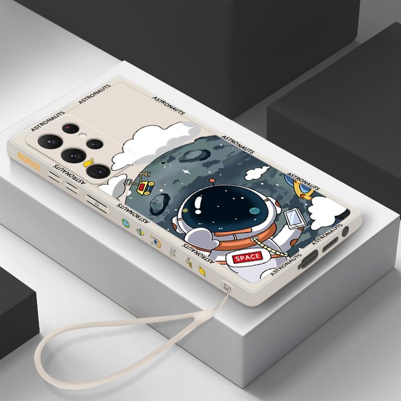 Чехол из жидкого силикона серии Astronaut для Samsung S25 S24 FE S23 Ultra S22 S21 Plus A56 A36 A16 A55 A15 A35 A54 A14 A32 5G с защитой от падения с высоты