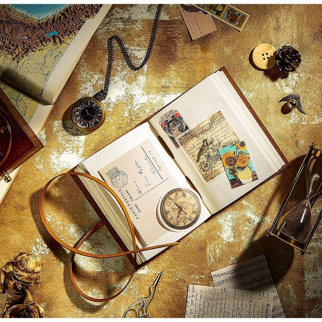 Кожаный дневник ручной работы с тиснением листа с дизайном цитат, для рисования, скрапбукинга, рисования, письма (коричневый)