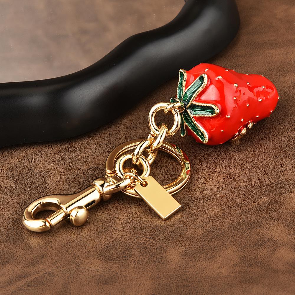 Golden Strawberry Series Sweet Cool Bag Thick Cute Cherry Bag Pendant Female Key Ring Simulation Tree Strawberry Tide