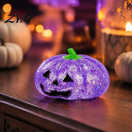 Halloween Party Favors Glitter Pumpkin Stress Ball, Head Squeeze Toy for Desk Decompression Toys Relief, Creepy Fidget Soft Squeezable