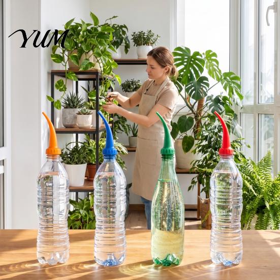 Small Watering Device Bottle Cap Plant Spout, Adjustable Flow Curved Pipe Mouthpiece, 3D Spout Waterer Print Lightweight Portable Irrigation Tool for
