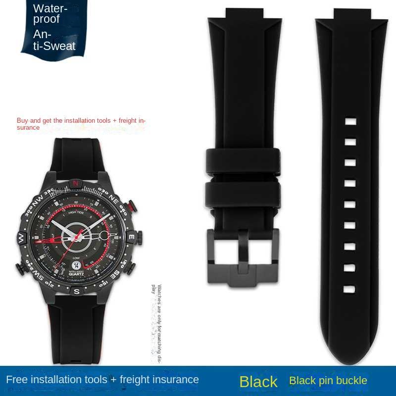 Выпуклый ремешок для часов Силиконовый браслет для timex T2N738 T2N739 T2N720 T2N721 T49706 Ремешок для часов с бабочкой Резиновый ремешок 24X16 мм