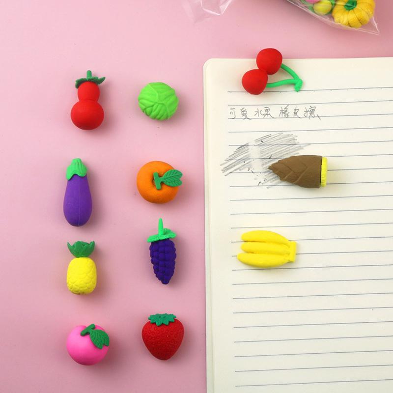 10 шт. мультяшный милый фруктовый резиновый ластик креативная новинка канцелярские принадлежности мультяшный кавайный мини резиновый школьные принадлежности детские подарки