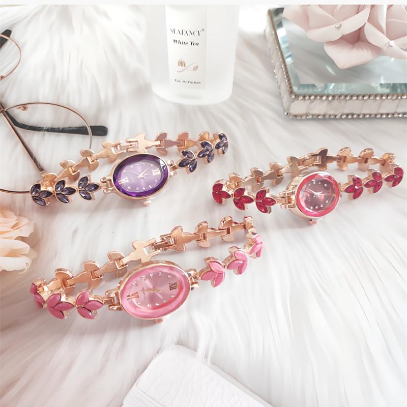 Женские часы со стразами, водонепроницаемые овальные женские кварцевые часы, браслет, наручные часы