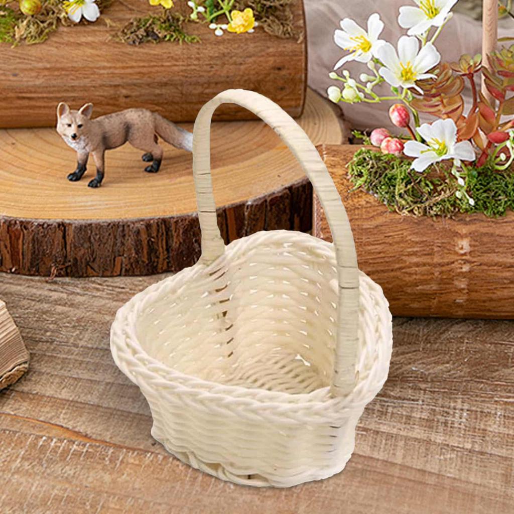 Woven Basket Imitation Rattan Pastoral Style Mini Flower Basket For Easter Birthday Wedding Party Decorations Photography Props