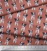 Soimoi Japan Crepe Satin Fabric Bow & Boston Terrier Dog Print Fabric by the Metre 42 Inch