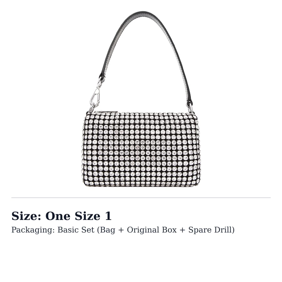 Alexander Wang Rhinestone Clutch Underarm One Shoulder Handbag Mini Women's White Zircon 20C220P265
