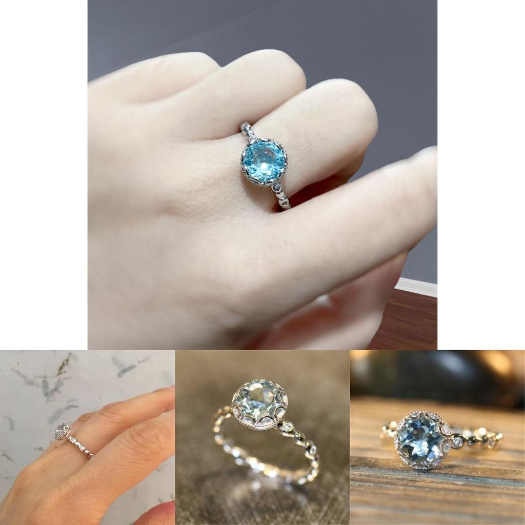 Stunning Creative Topaz Ring With Dazzling Diamond Inlay In Luxurious Platinum For Stylish Women