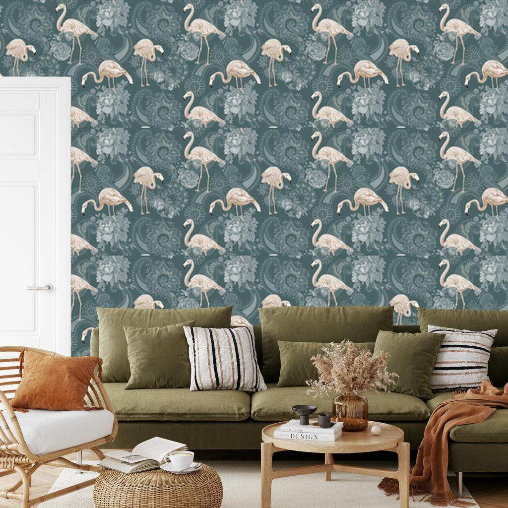 Flamingos wallpaper for living room and bedroom 50x1000