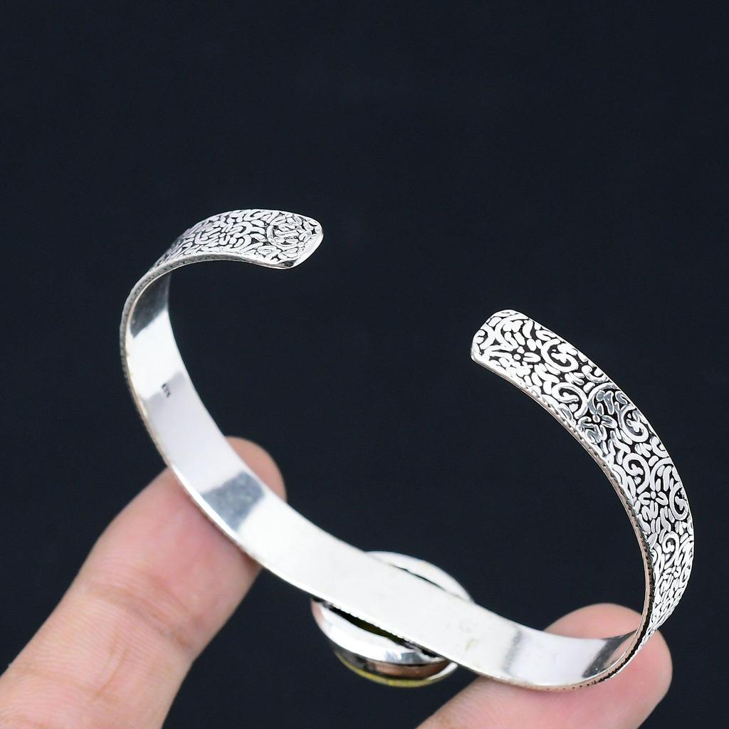 Oval Atlantisite Gemstone Sister Wedding Trendy Boho New Bangle Sterling Silver