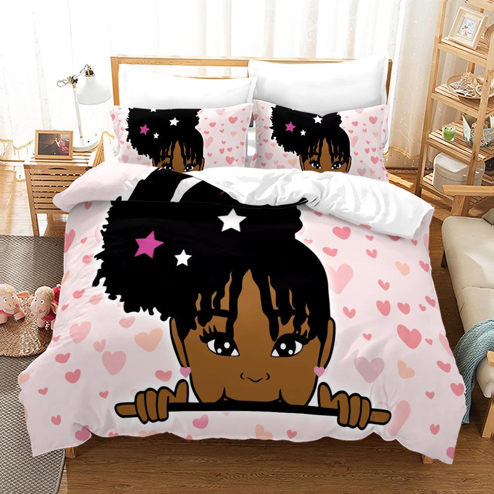 Bed Three-Piece Set 3D Three-Piece Set Size Girl Quilt Cover Printing