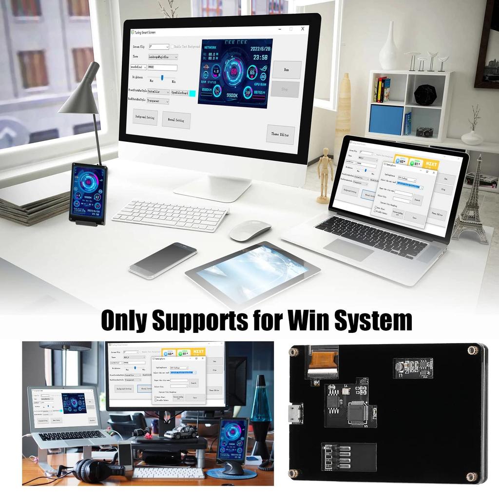 Монитор температуры компьютера, 5-дюймовый IPS, полный угол обзора, USB-дисплей температуры для ПК, корпус компьютера, монитор данных вторичного экрана